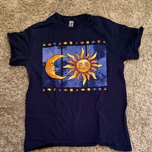 Navy Blue Sun and Moon Graphic Tee
